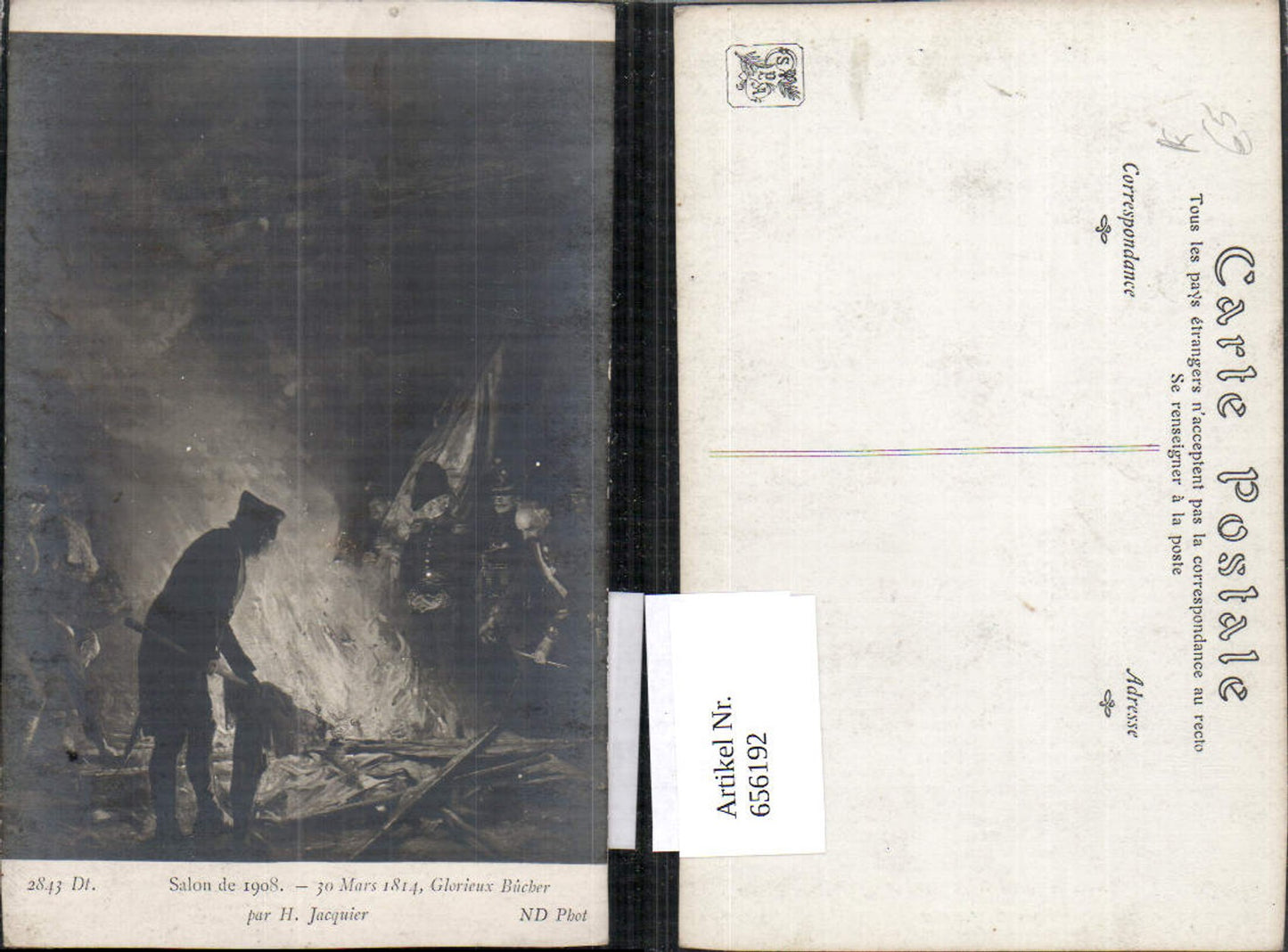 656192,Künstler Ak H. Jacquier 30 Mars 1814 Glorieux Bucher Feuer Soldaten