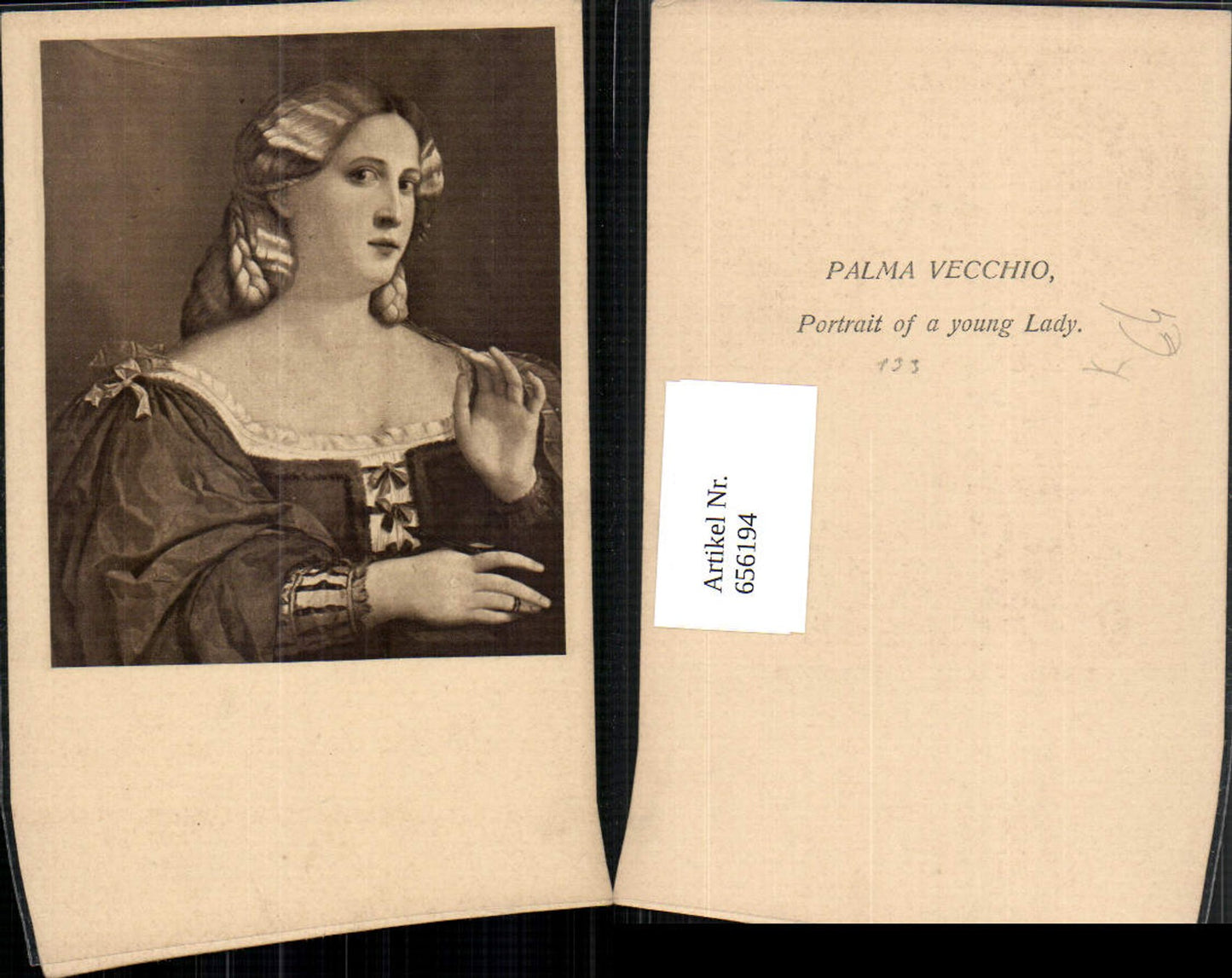 656194,Künstler Ak Palma Vecchio Portrait of a young Lady