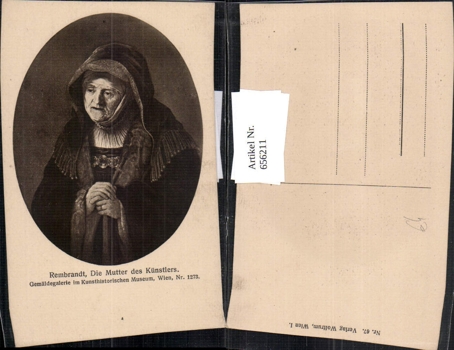 656211,Künstler Ak Rembrandt Die Mutter des Künstlers Passepartout