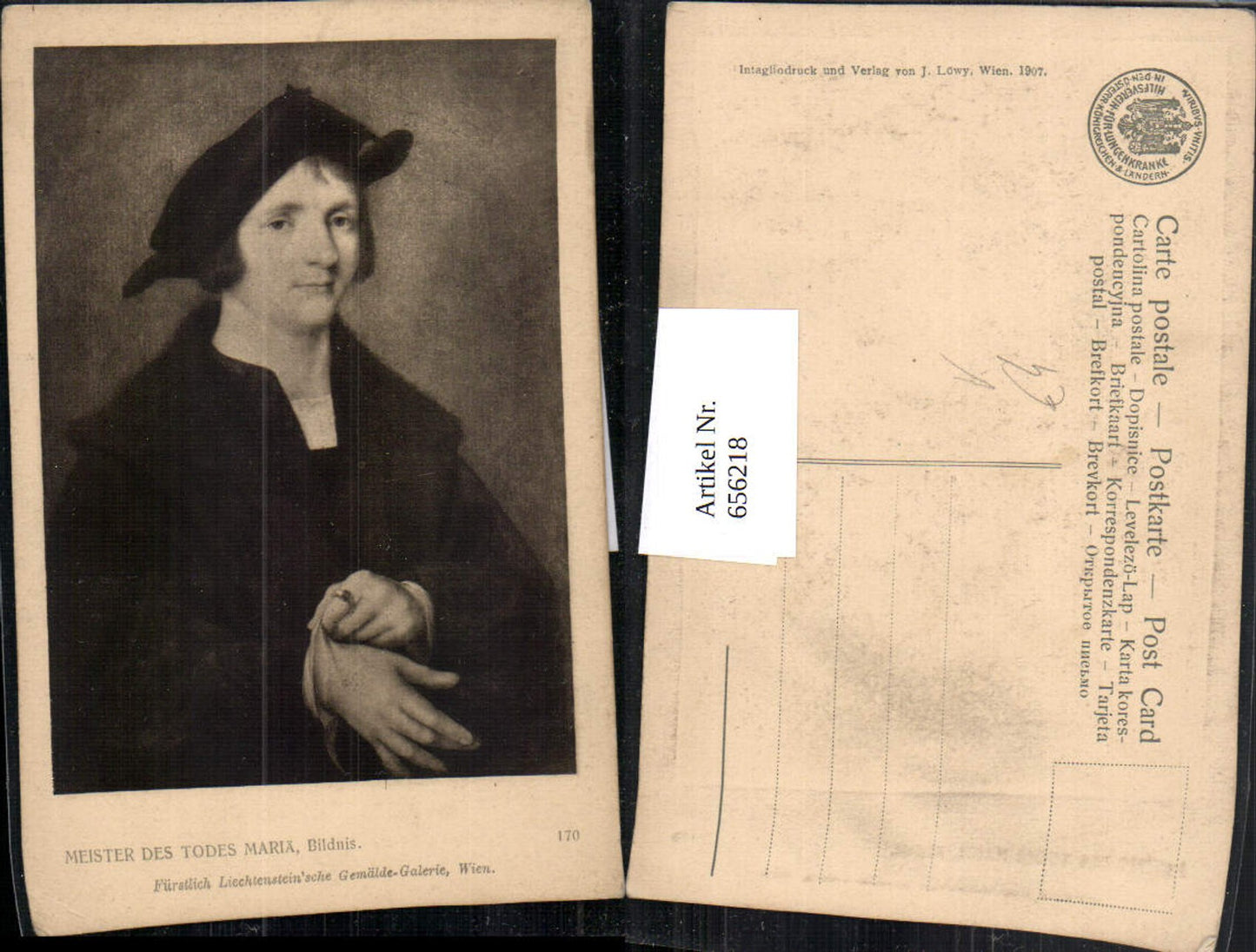 656218,Künstler Ak Meister des Todes Maria Bildnis pub J. Löwy 170