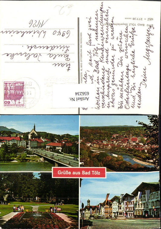 656234,Mehrbild Ak Bad Tölz Brücke Hauptplatz Brunnen