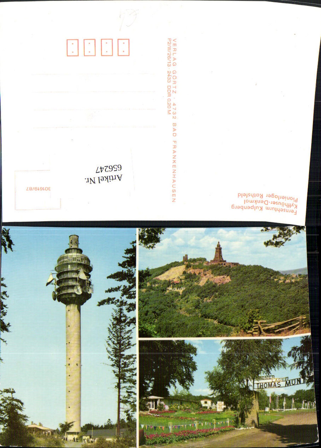 656247,Multi-image Ak Kyffhäuserland Kyffhäuser Monument Pioneer Camp Rathsfeld TV Tower