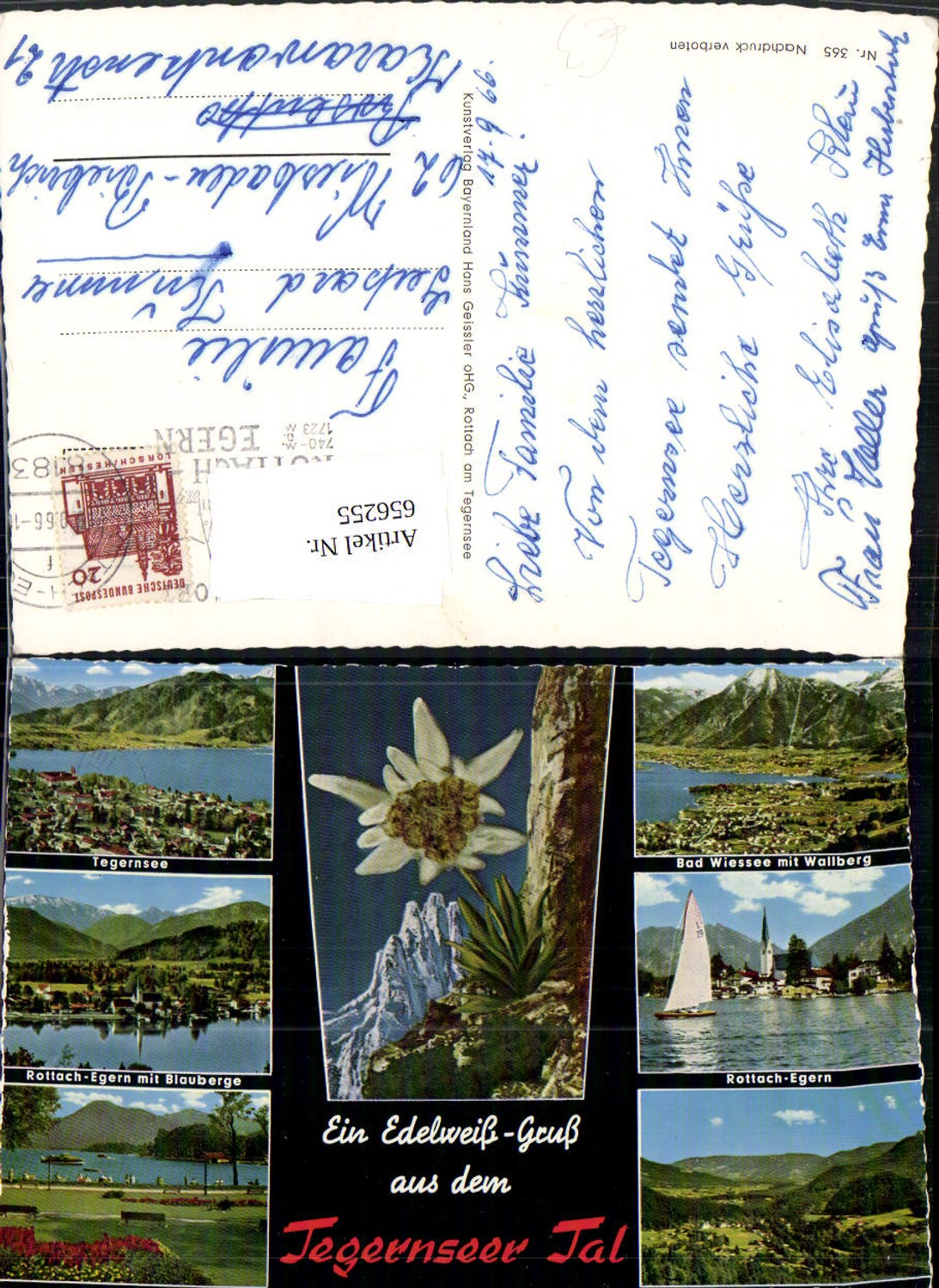 656255,Mehrbild Ak Tegernsee Rottach-Egern Bad Wiessee Segelboot Edelweiß