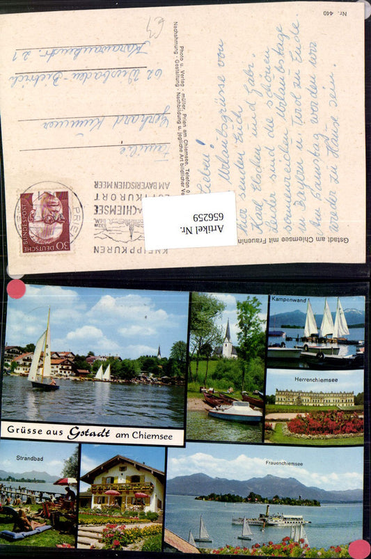 656259,Mehrbild Ak Gstadt a. Chiemsee Segelboot Herrenchiemsee Kampenwand