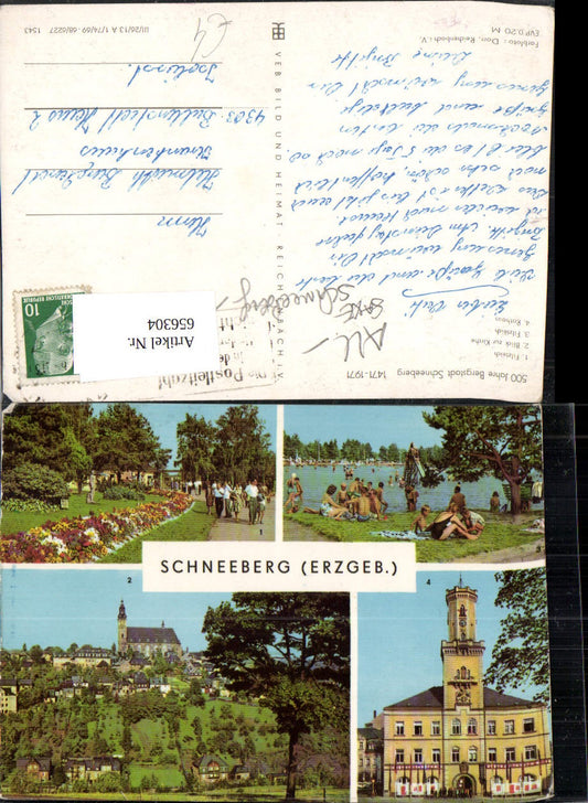 656304,Mehrbild Ak Schneeberg Erzgebirge Filzteich Rathaus Blick zur Kirche