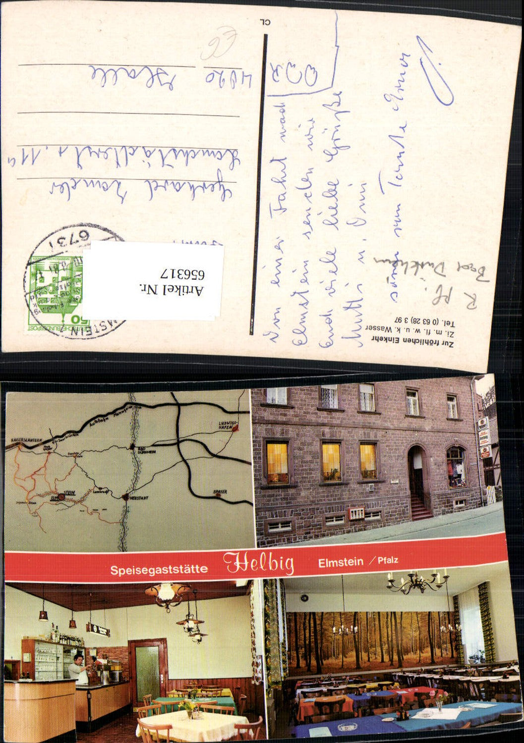 656317,Mehrbild Ak Elmstein Platz Speisegaststätte Helbig Gaststube