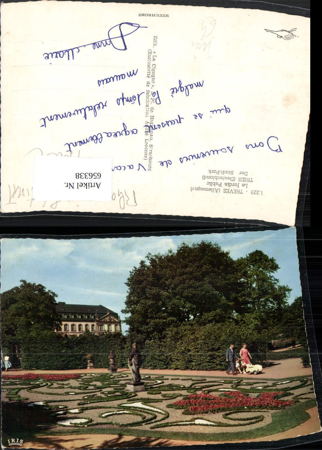 656338,Treves Trier Le Jardin Public Stadtpark Blumen Statue Kinderwagen