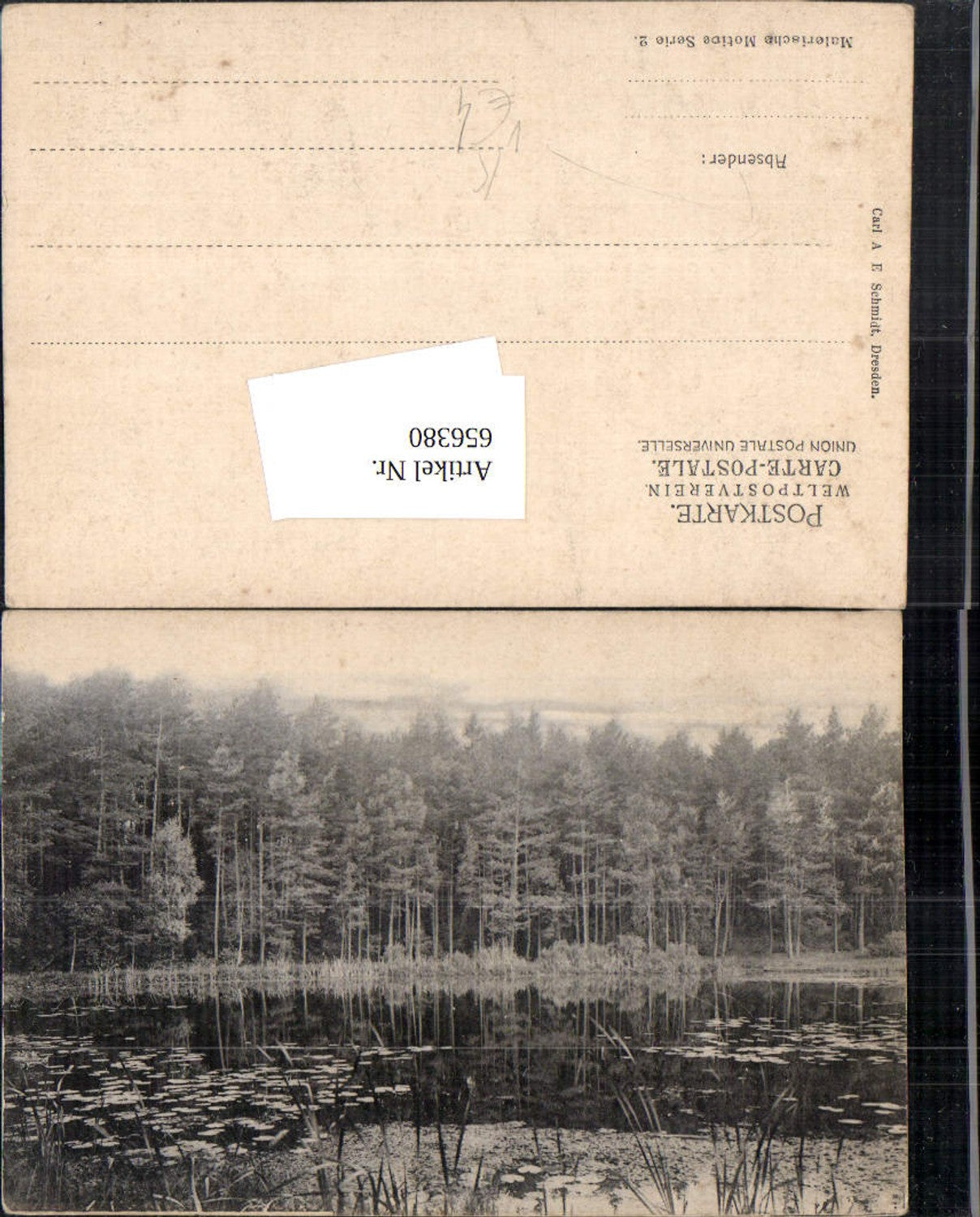 656380,Künstler Ak Malerisches Motiv See Landschaft Wald Seerosen pub Carl A. E. Schmidt