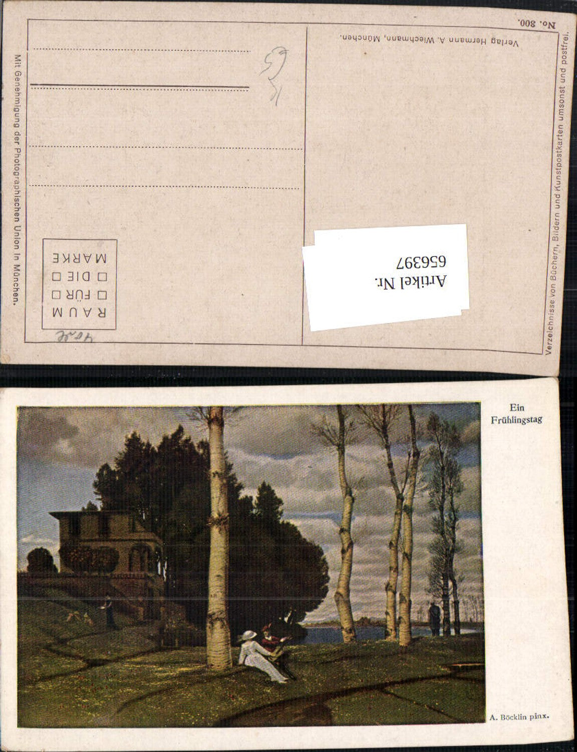 656397,Künstler Ak A. Böcklin Ein Frühlingstag Paar unter Bäumen