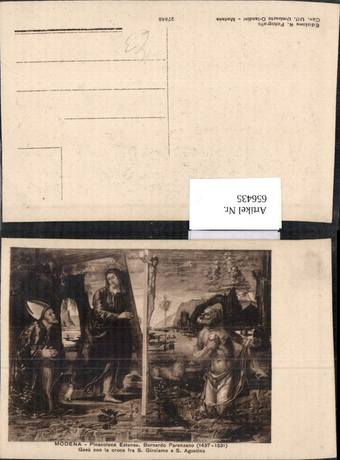 656435,Künstler Ak Bernardo Parenzano Gesu con la croce fra S. Girolamo e S. Agostino