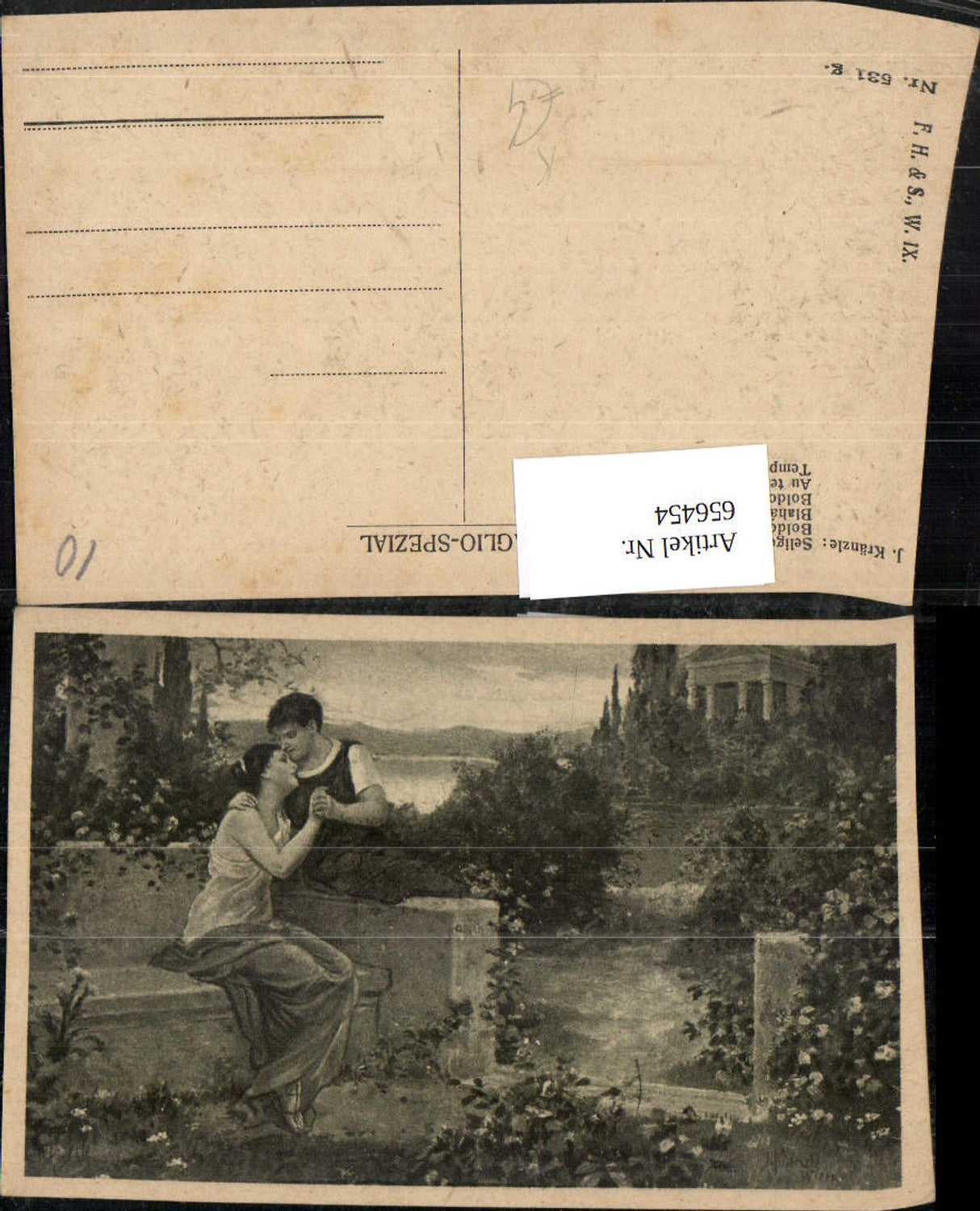 656454,Künstler Ak J. Kränzle Selige Zeit Paar Liebe Umarmung
