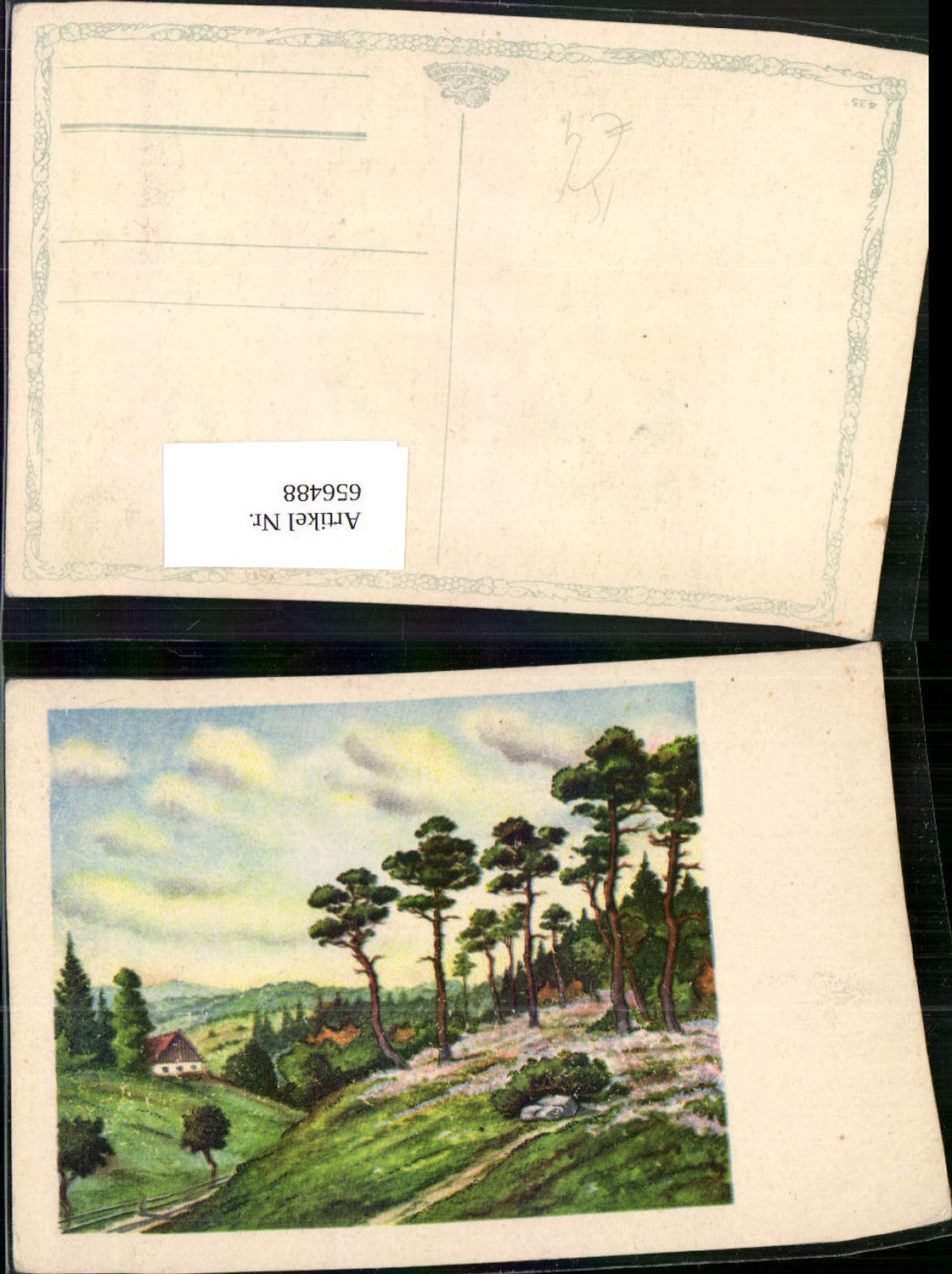 656488,Künstler Ak Haus in der Landschaft Wald Bäume