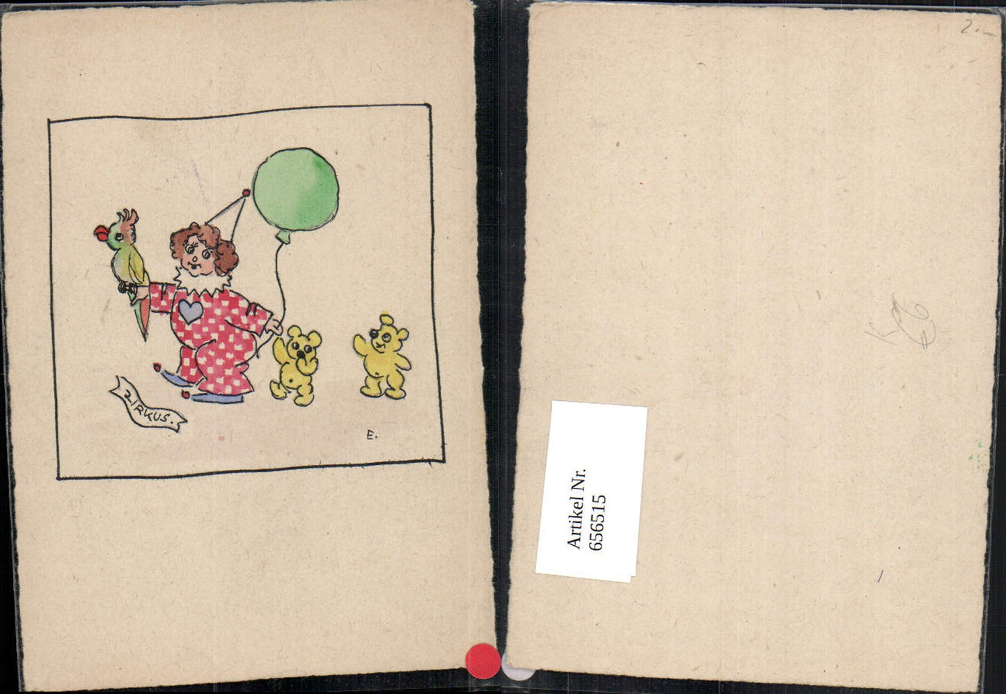 656515,Künstler Ak Zirkus Clown mit Papagei Bären Luftballon