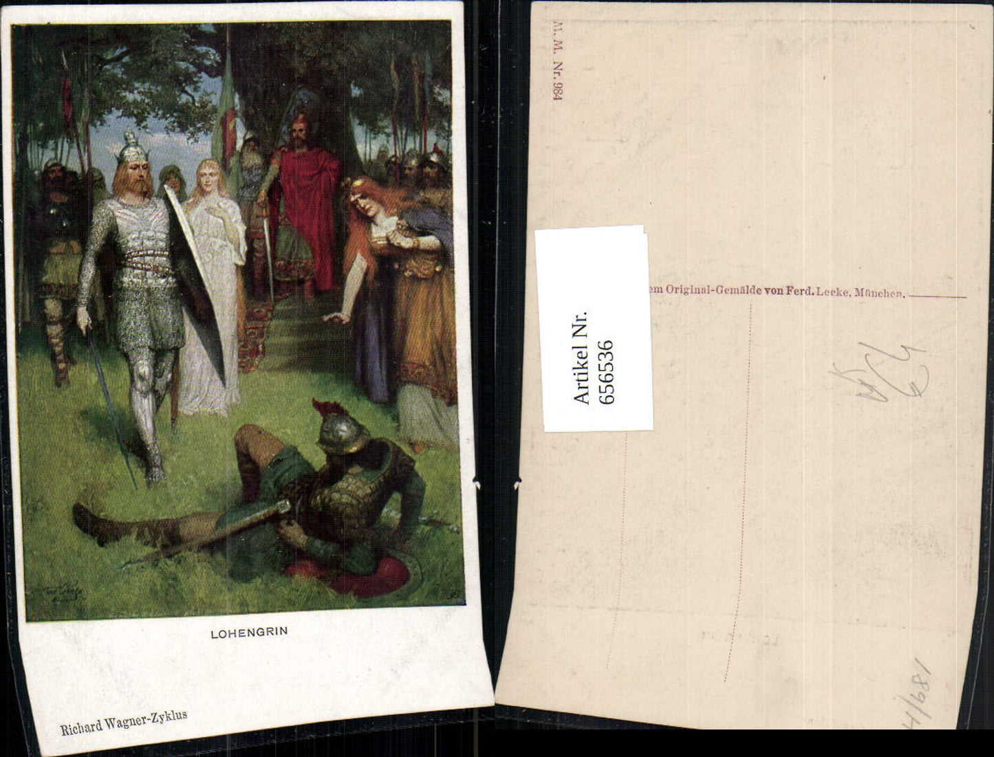 656536,Künstler Ak Ferd. Leeke Lohengrin Richard Wagner Zyklus Ritter pub M. Munk 984