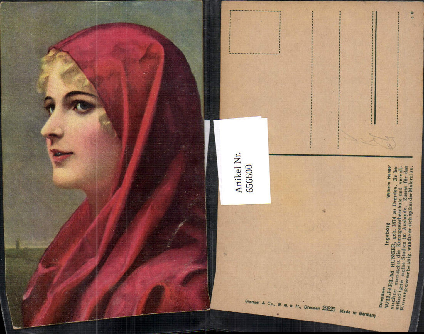 656600,Künstler Ak Wilhelm Hunger Ingeborg Frau Portrait pub Stengel Co 29325