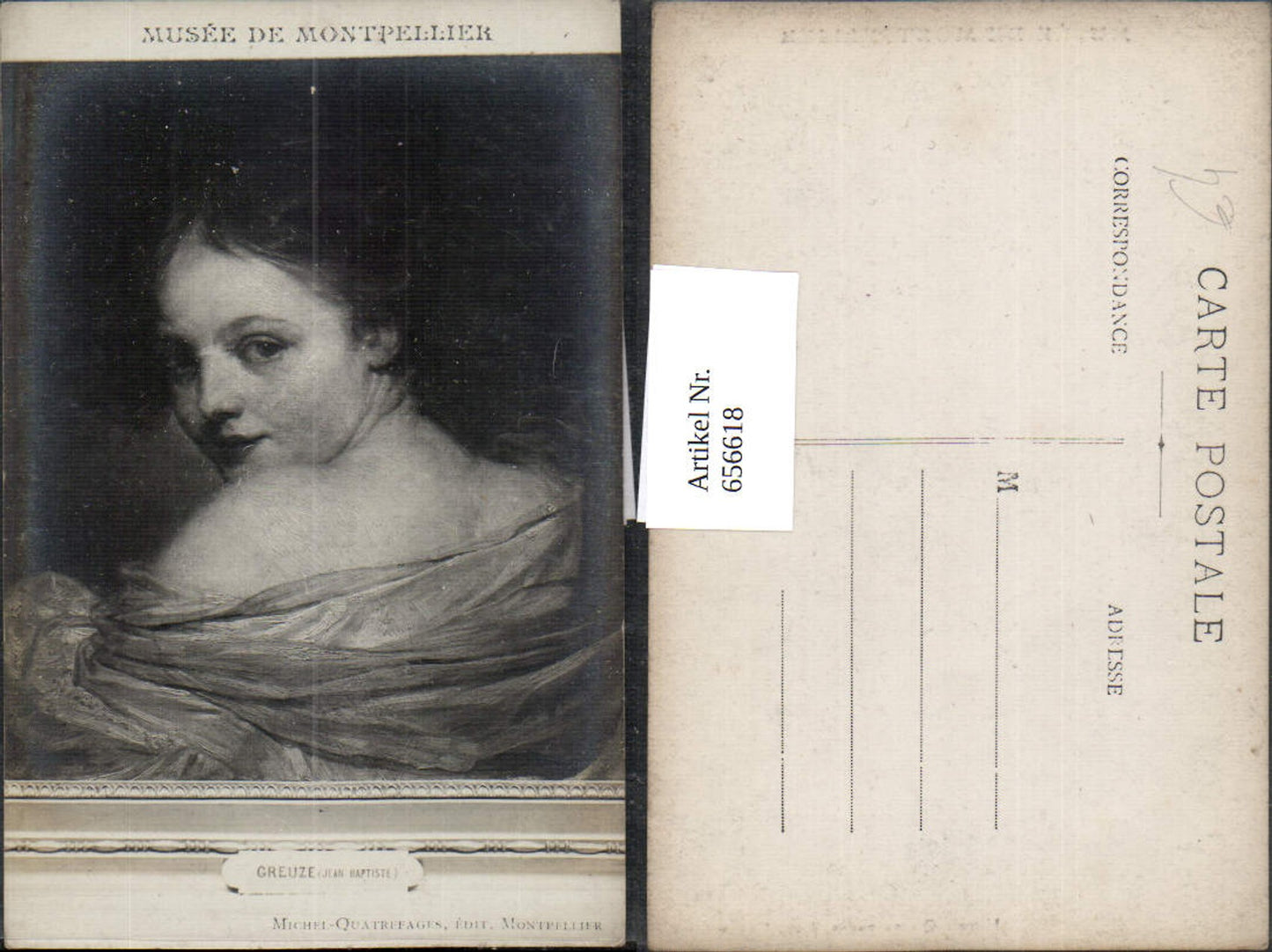 656618,Künstler Ak Jean Baptiste Greuze Michel Quatrefages Mädchen Portrait