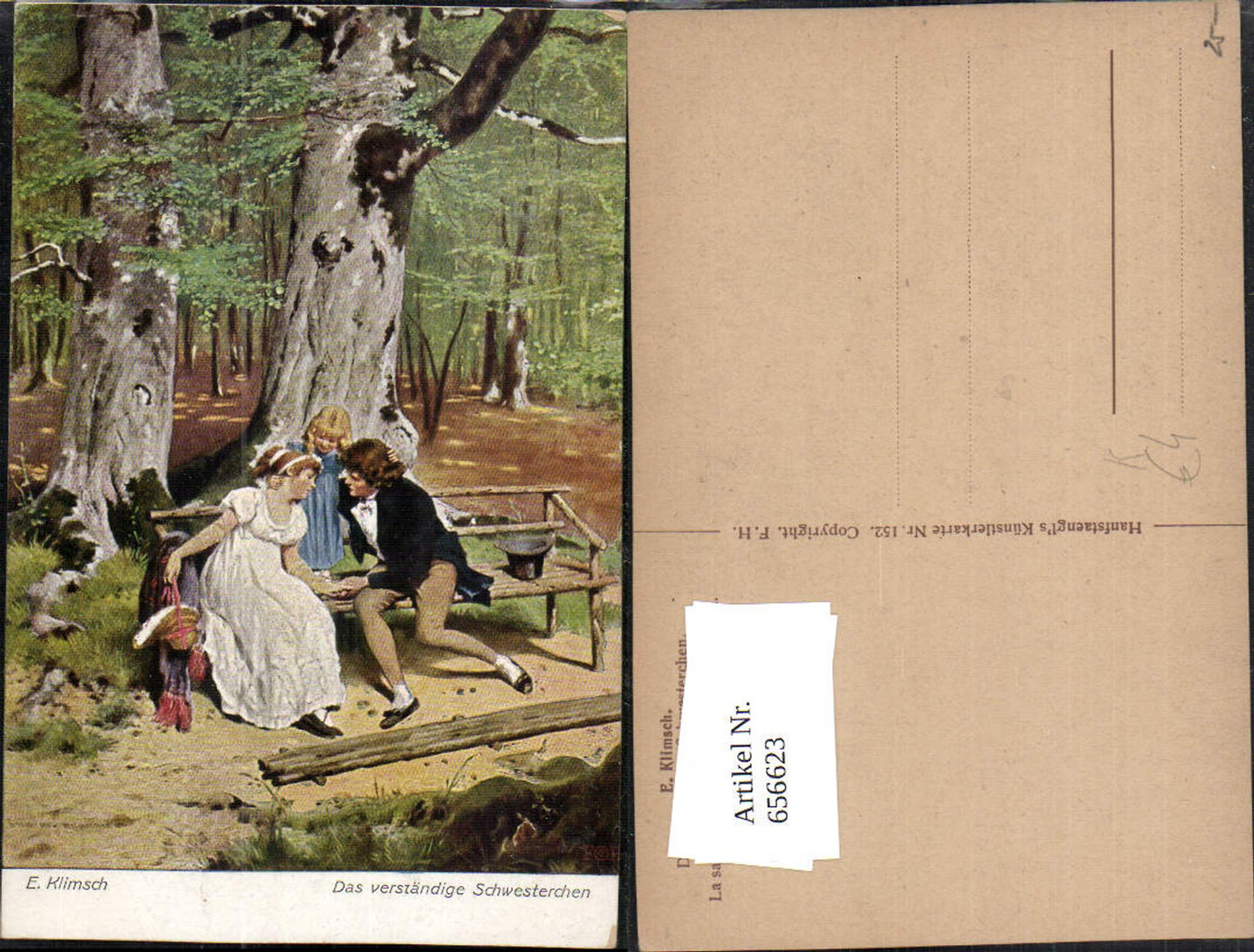 656623,Künstler Ak E. Klimsch Das verständige Schwesterchen Paar Liebe