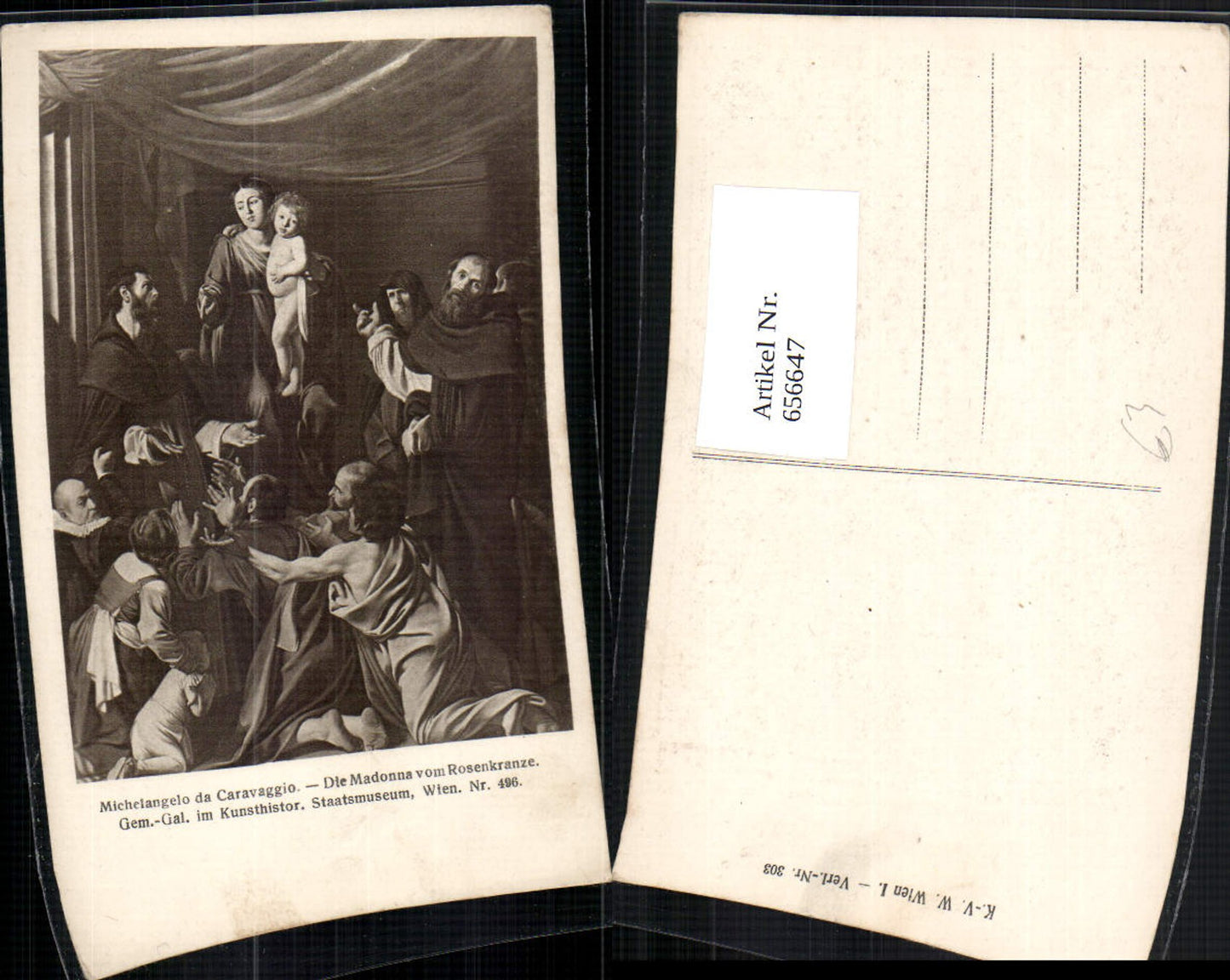 656647,Künstler Ak Michelangelo da Caravaggio Die Madonna v. Rosenkranze