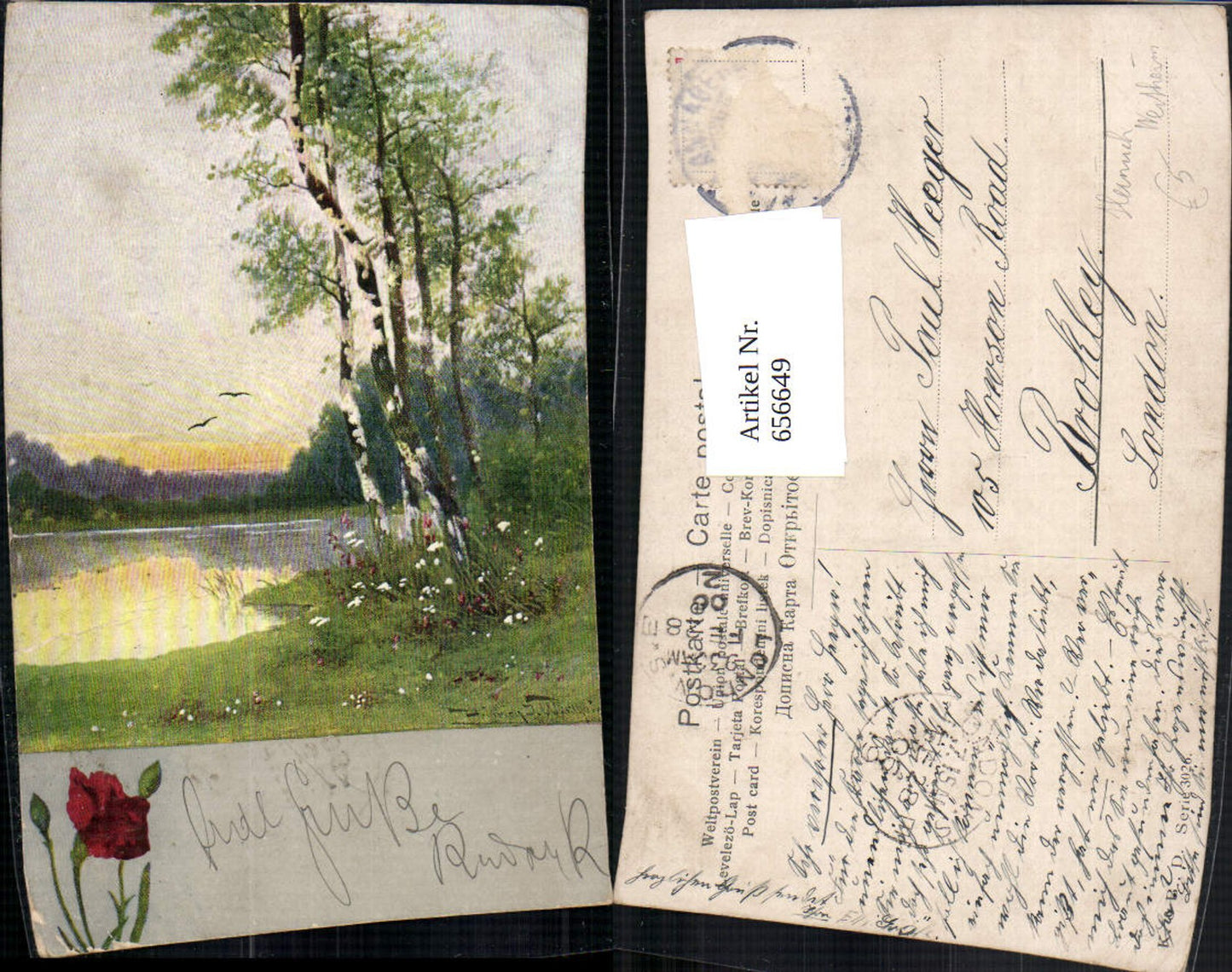 656649,Künstler Ak Heinrich Wertheim Birken Ufer Landschaft Bäume