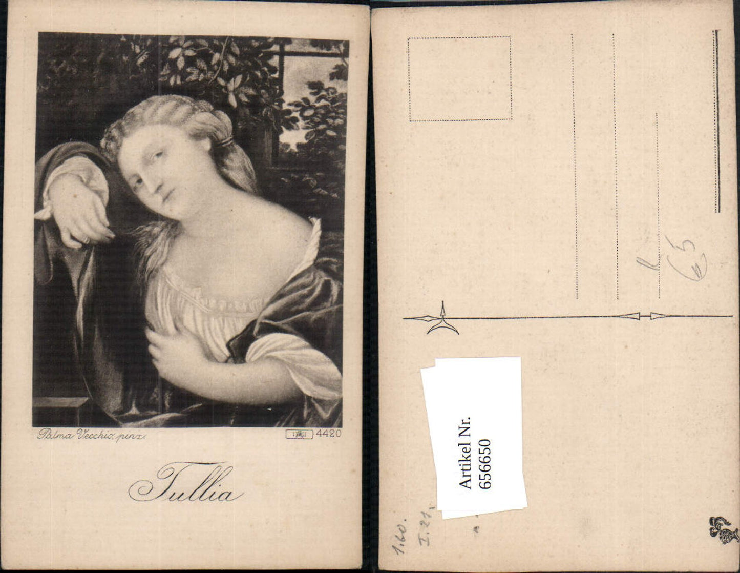 656650,Künstler Ak Palma Vecchio Tullia Frau Portrait