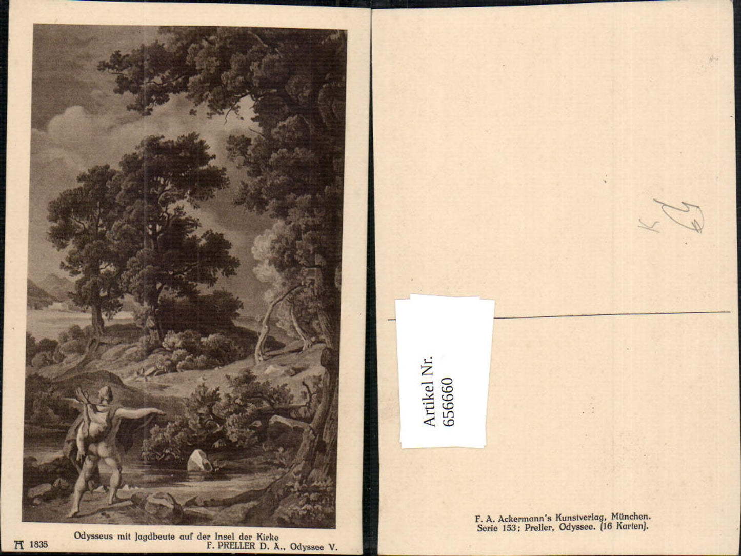 656660,Künstler Ak F. Preller d. Ältere Odysseus mit Jagdbeute auf der Insel d. Kirke