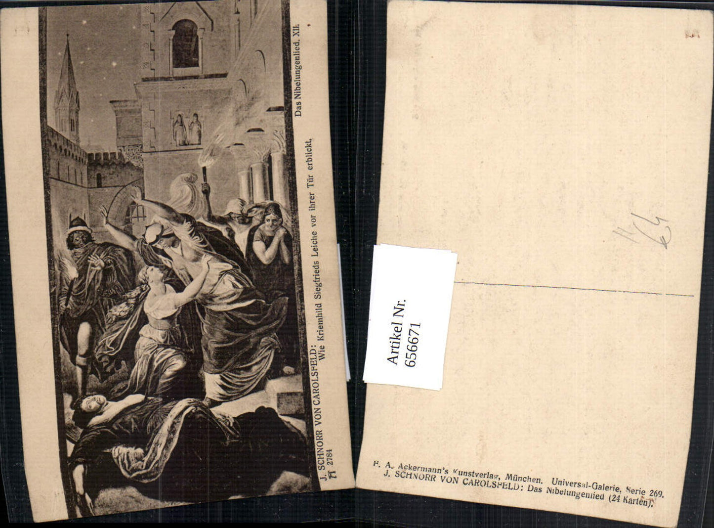 656671,Künstler Ak J. Schnorr v. Carolsfeld Wie Kriemhild Siegfrieds Leiche erblickt Nibelungenlied