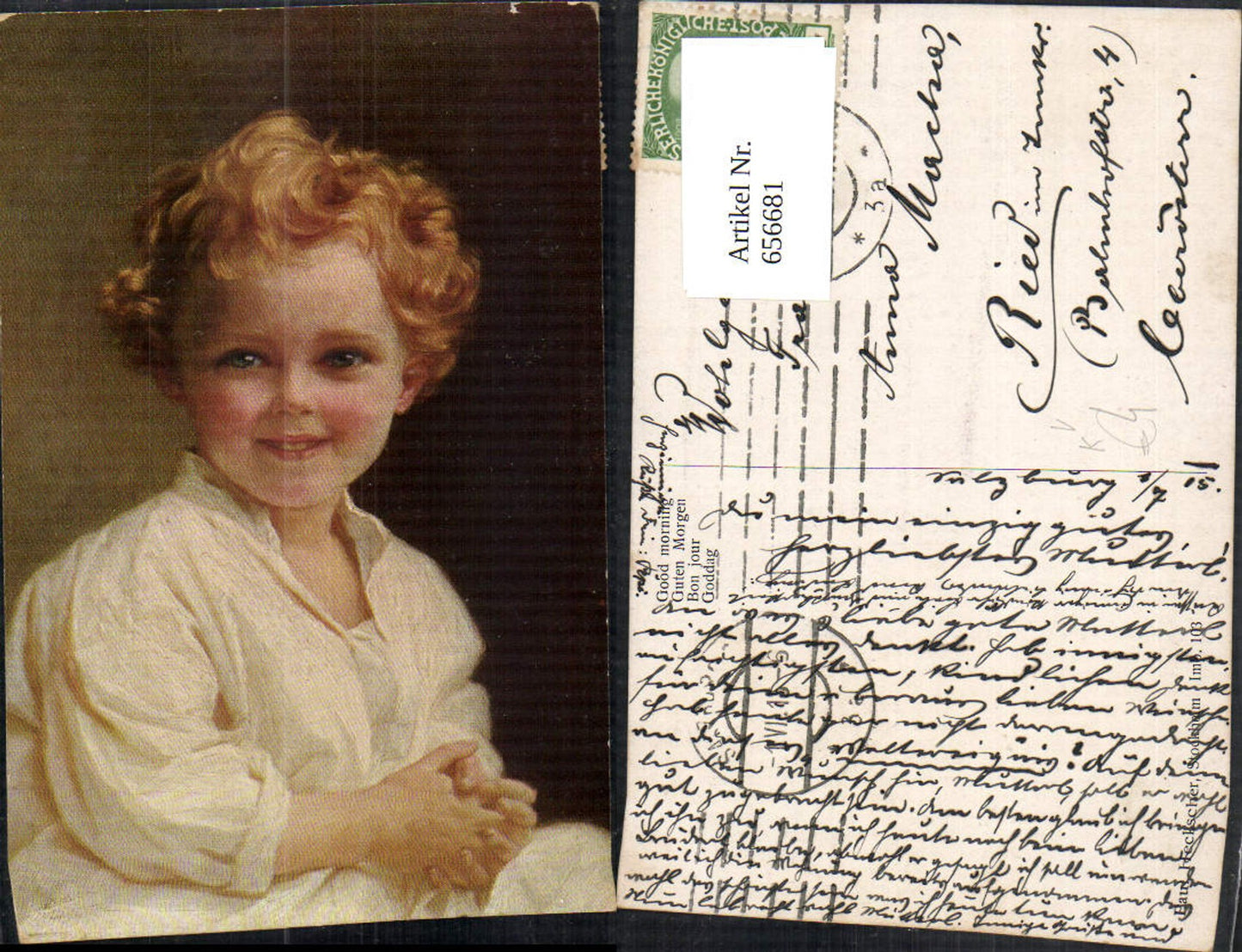 656681,Künstler Ak Guten Morgen Kind Blonde Haare Portrait pub Paul Heckscher 103