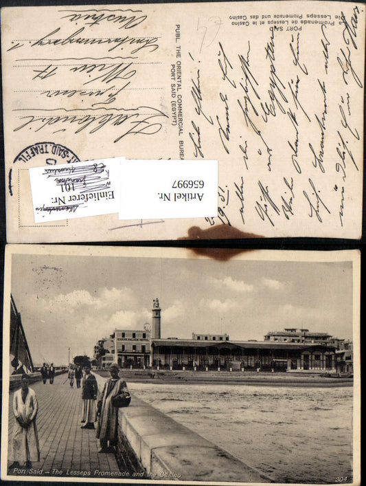 656997,Port Said The Lesseps Promenade and the Casino Egypt