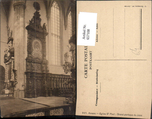657108,Antwerpen Anvers Eglise St Paul Grand portique du Jube Belgium