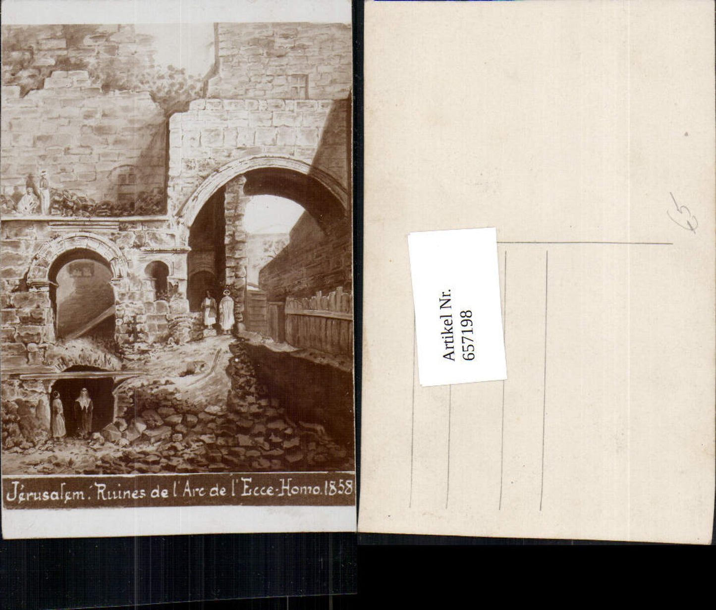 657198,Künstler Ak Jerusalem Ruines de l Arc de l Ecco Homo um 1858 Israel