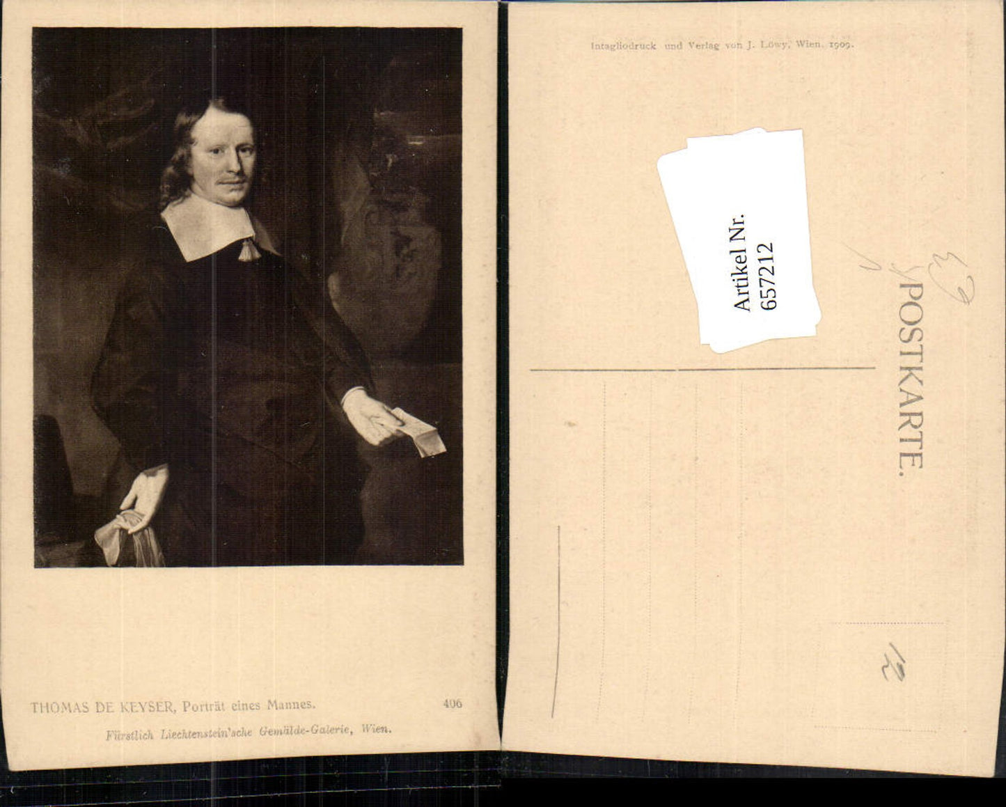657212,Künstler Ak Thomas de Keyser Portrait eines Mannes pub J. Löwy 406