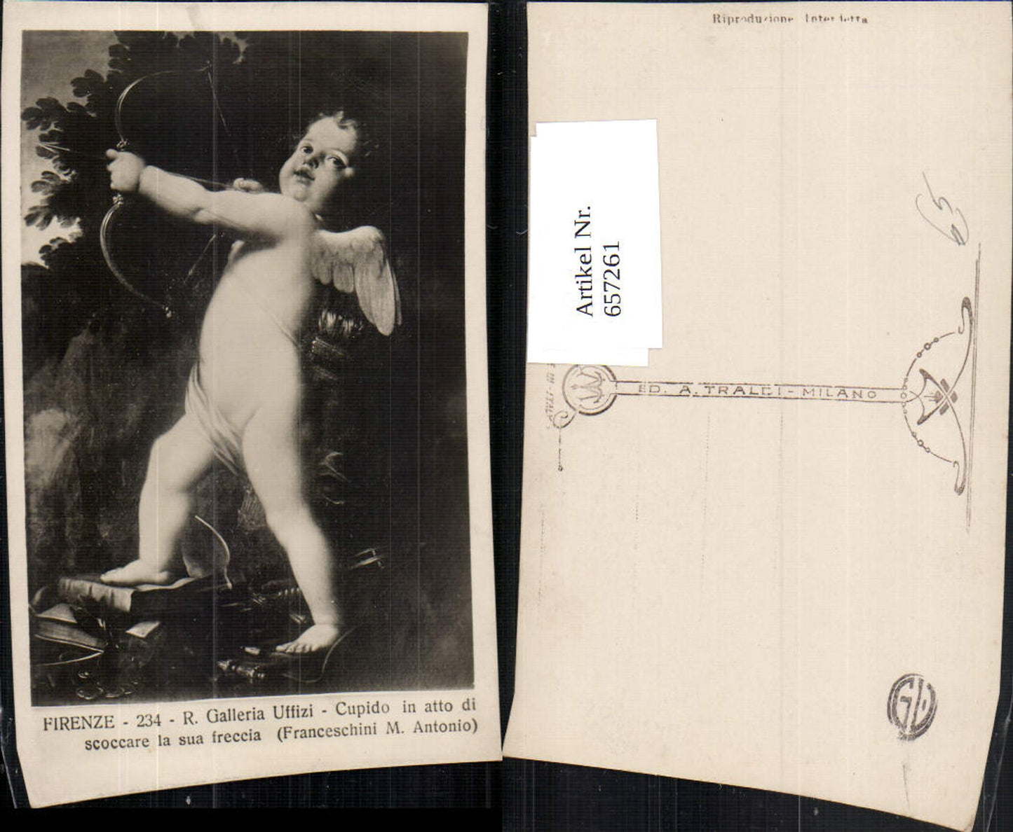 657261,Künstler Ak Franceschini M. Antonio Cupido in atto di scoccare la sua freccia Engel