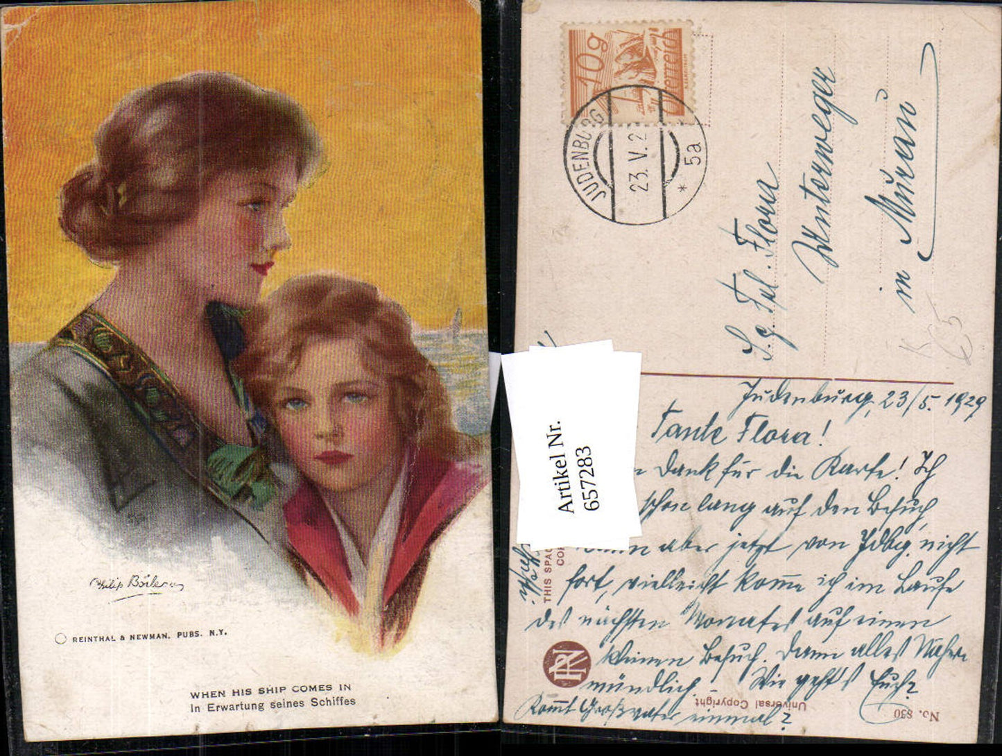 657283,Künstler AK Philip Boileau Frau Art Nouveau pub Reinthal & Newman 830