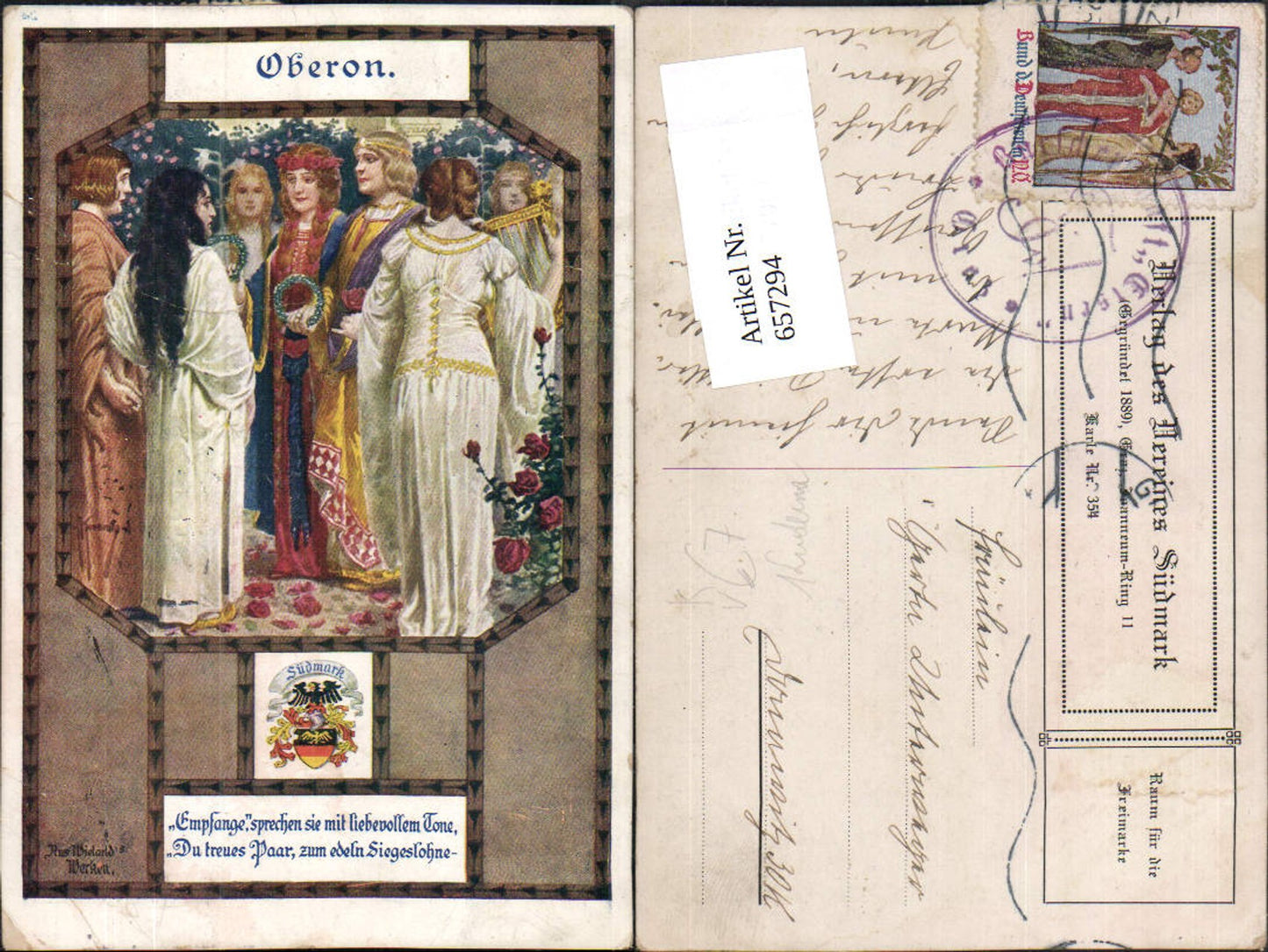 657294,Künstler AK F. Kuderna Oberon Wieland pub Verein Südmark 354