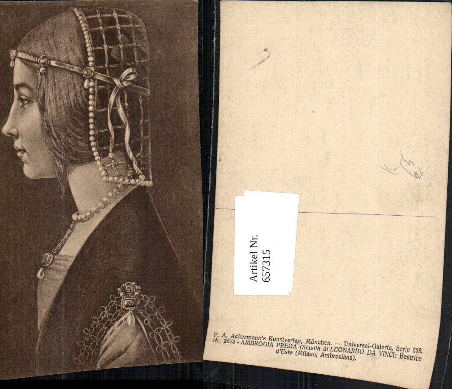657315,Künstler AK Ambrogia Preda Scuola di Leonardo da Vinci Beatrice d Este