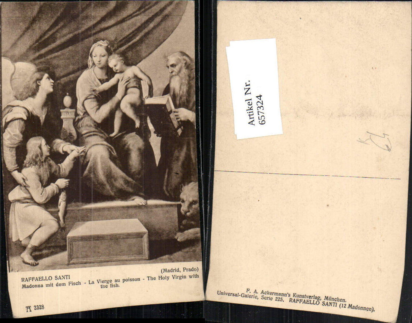 657324,Künstler AK Raffaello Santi Madonna mit dem Fisch La Vierge au poisson