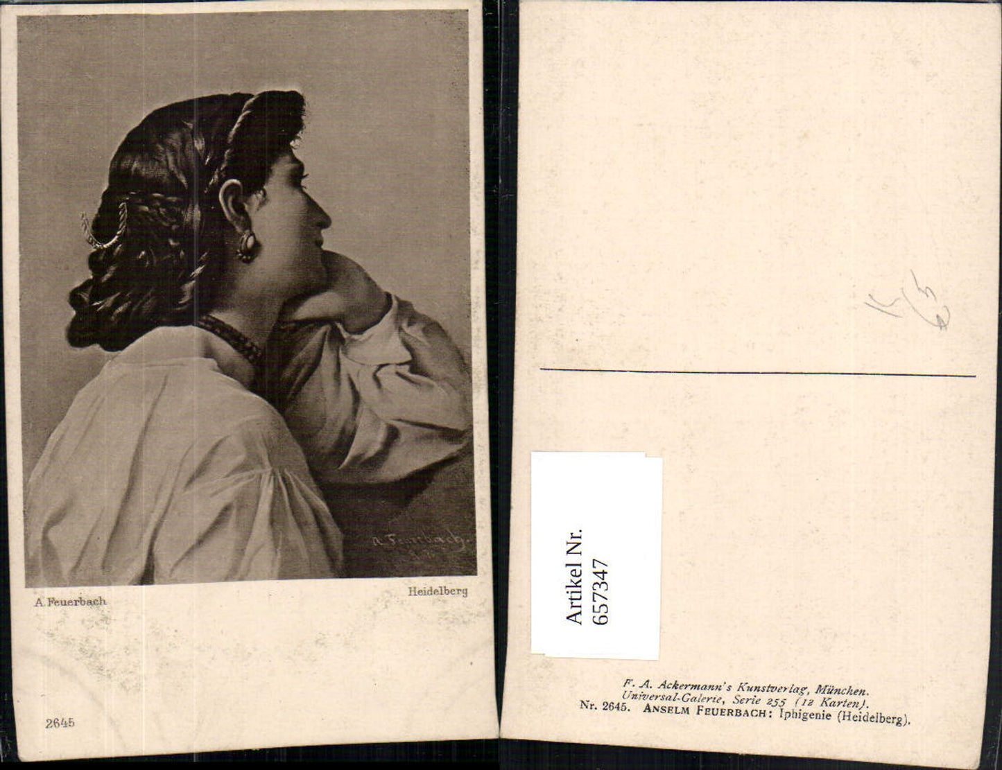 657347,Künstler AK A. Feuerbach Heidelberg Frau Portrait