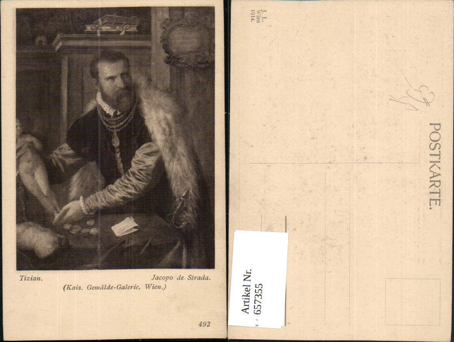 657355,Künstler AK Tizian Jacopo de Strada pub J. Löwy 492
