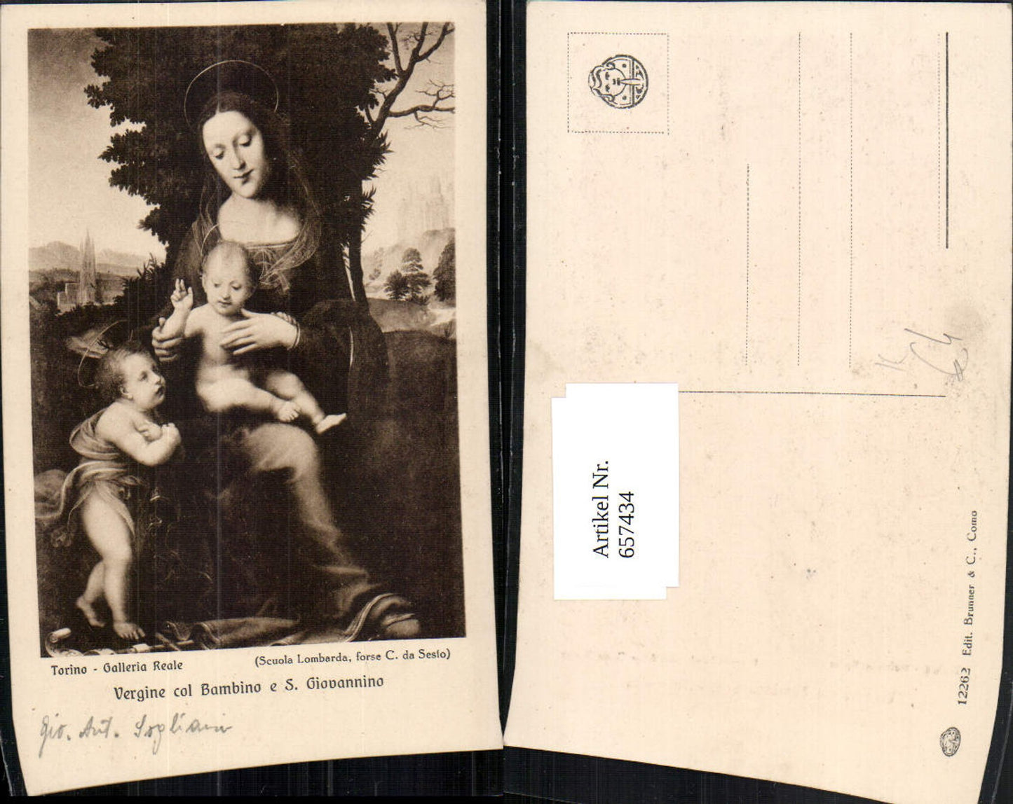 657434,Künstler AK C. da Sesto Vergine col Bambino e S. Giobannino