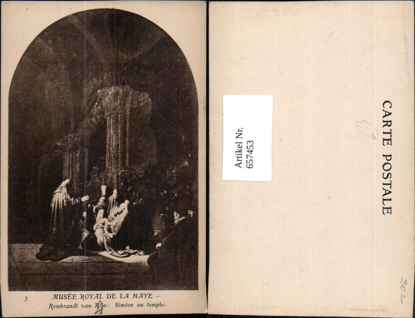 657453,Künstler AK Rembrandt van Rijn Simeon au temple