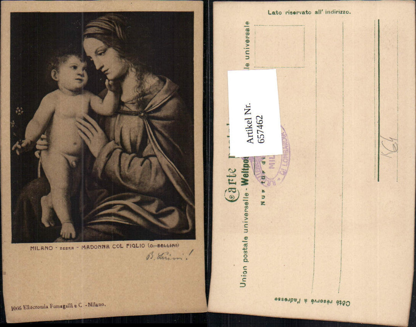 657462,Künstler AK G. Bellini Madonna col Figlio