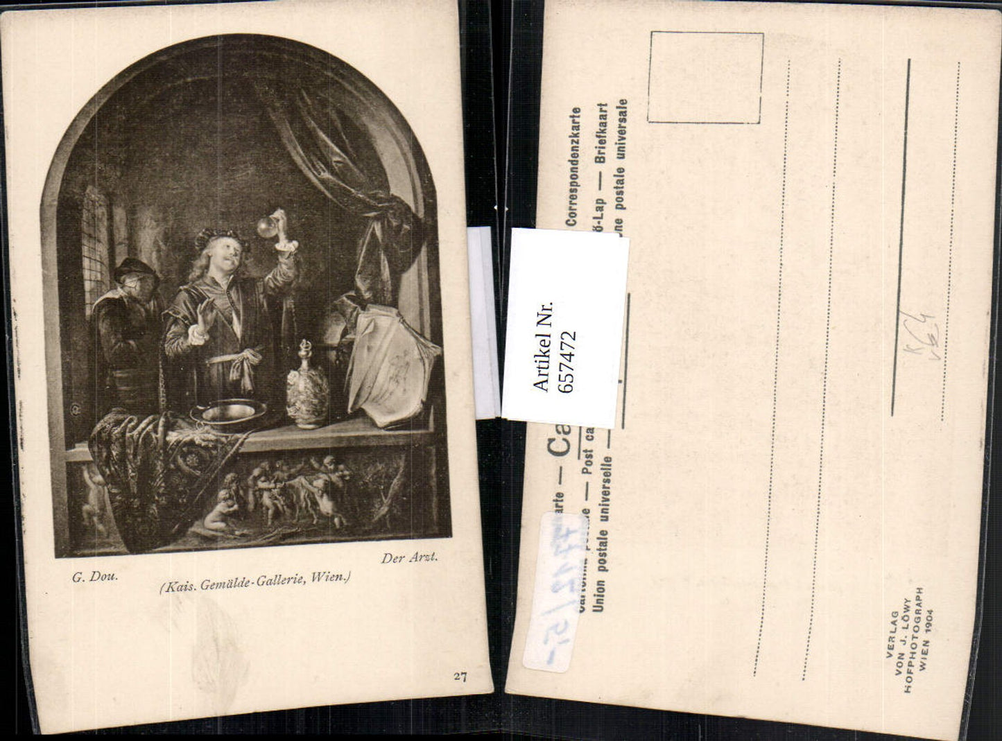 657472,Künstler AK G. Dou Der Arzt Medizin pub J. Löwy 27