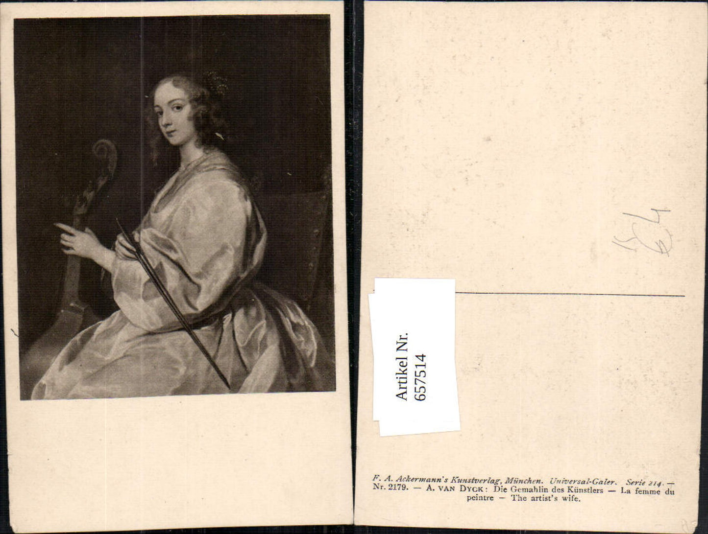 657514,Künstler AK A. Van Dyck Die Gemahlin des Künstlers