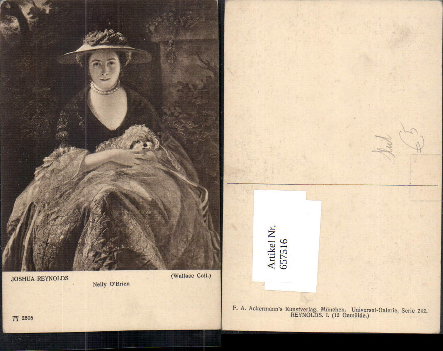 657516,Künstler AK Joshua Reynolds Nelly O Brien Frau mit Hund Hut