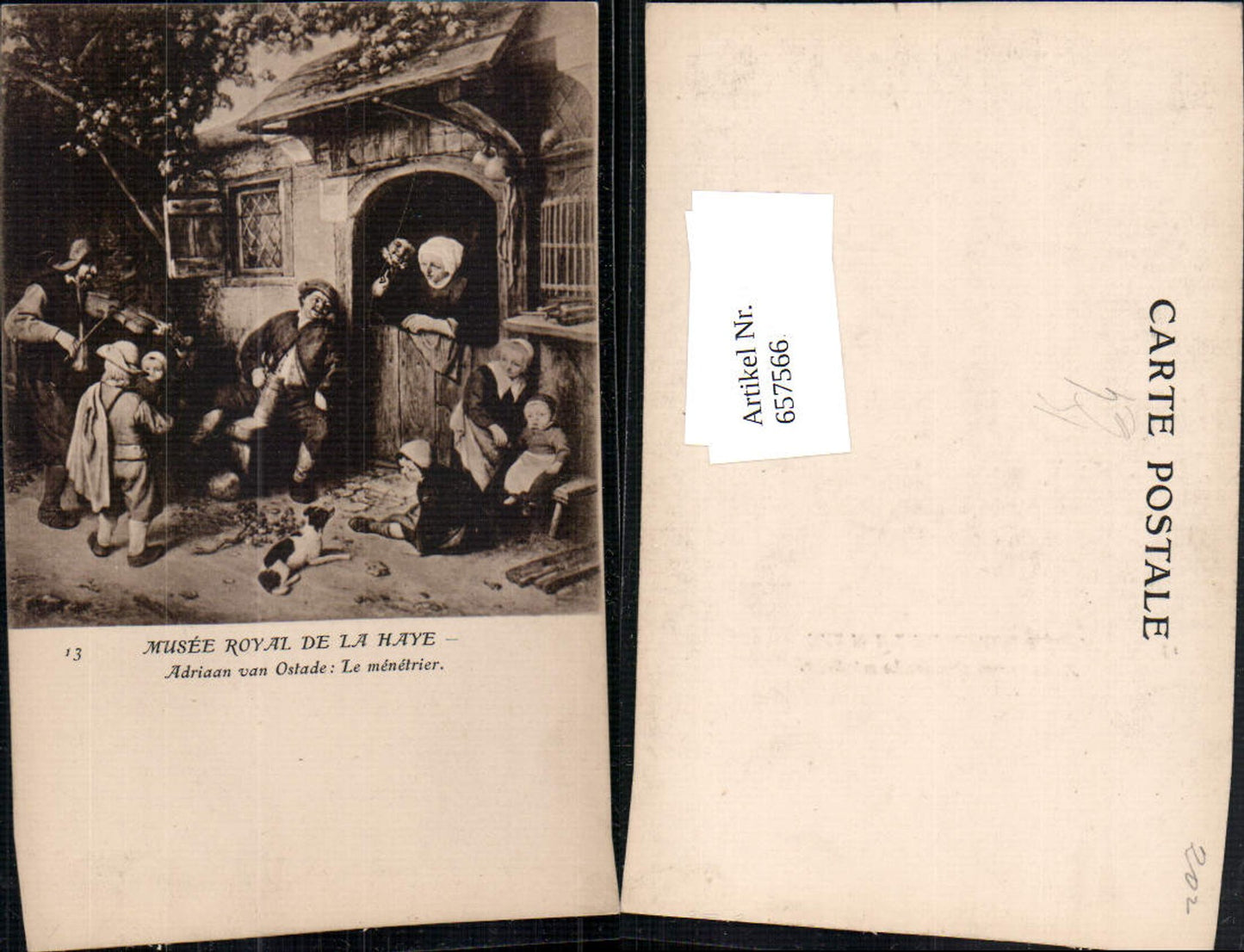 657566,Künstler AK Adriaan van Ostade Le Menetrier