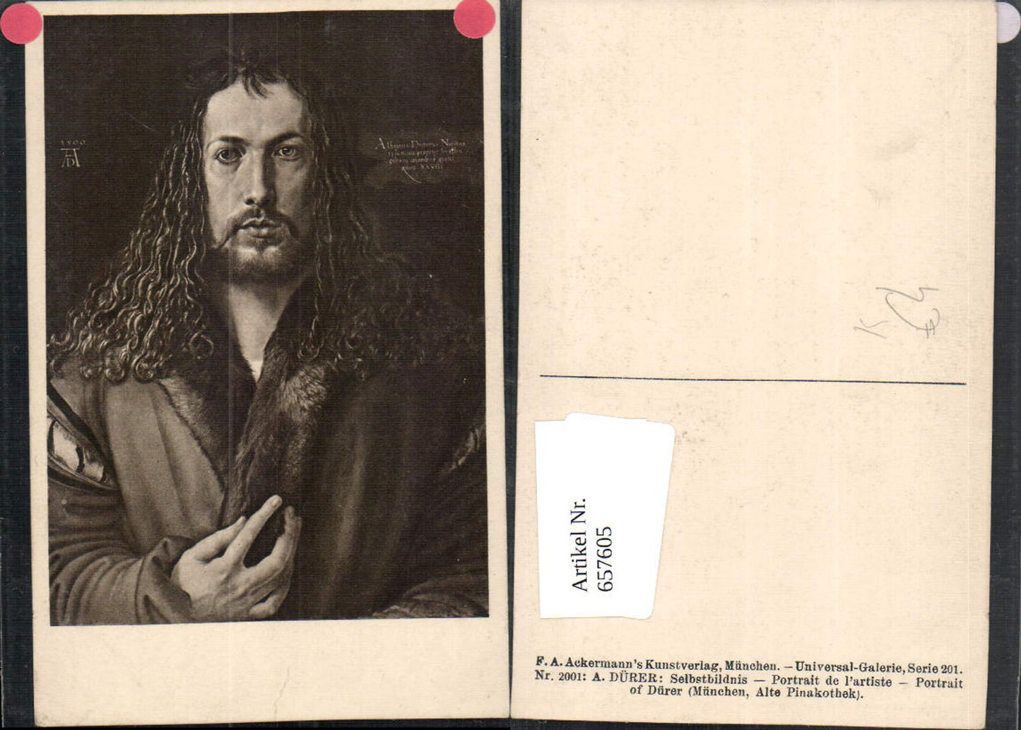 657605,Künstler AK Albrecht Dürer Selbstbildnis