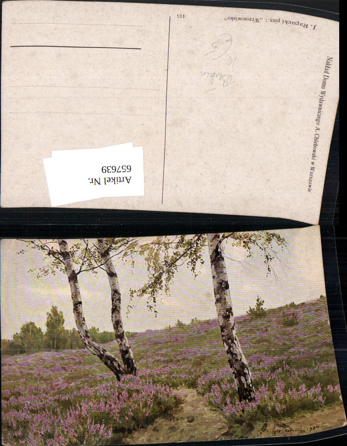 657639,Künstler AK J. Rapacki Wrzosowisko Heidelandschaft Heide Birken