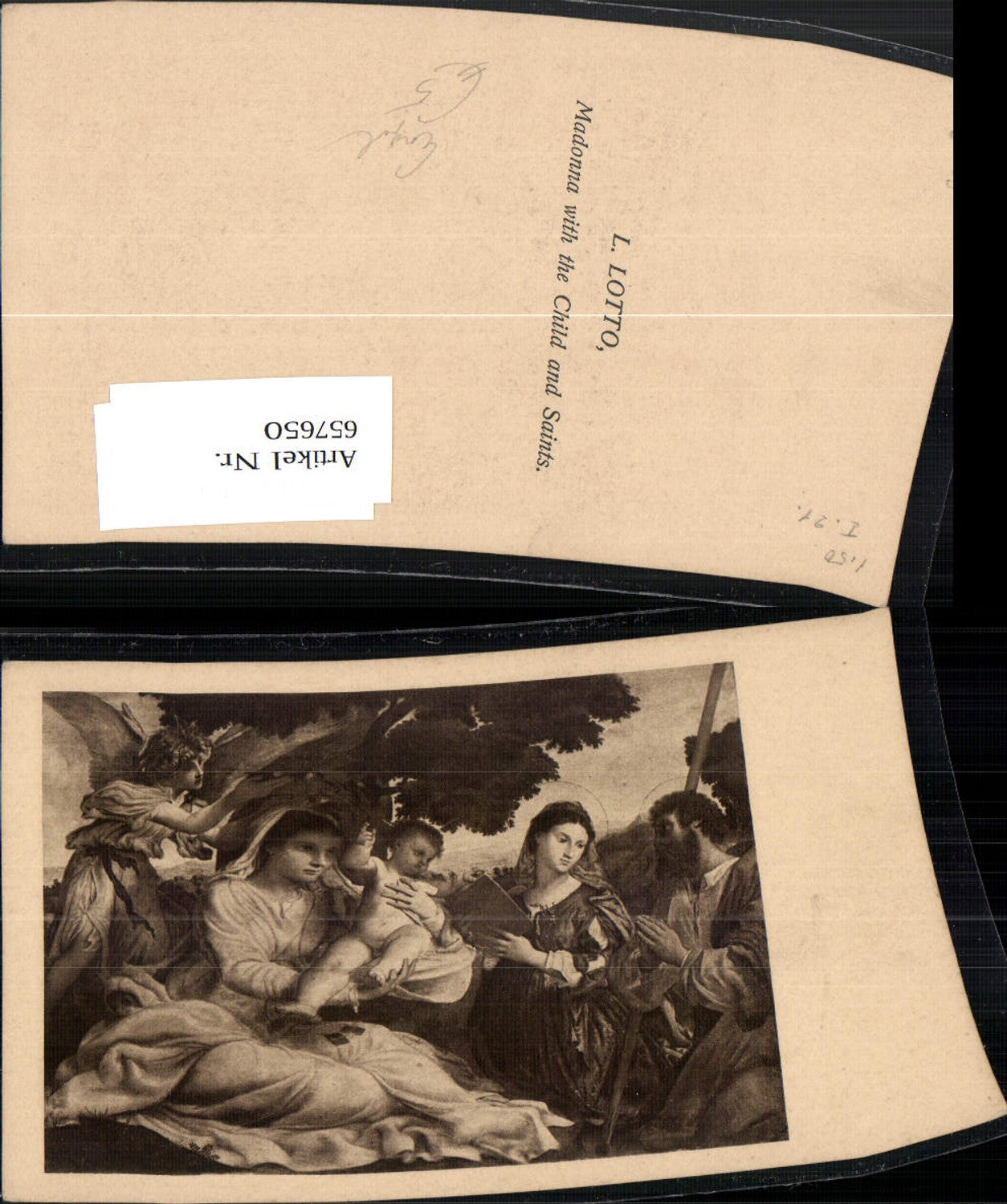 657650,Künstler AK L. Lotto Madonna with the Child and Saints Engel