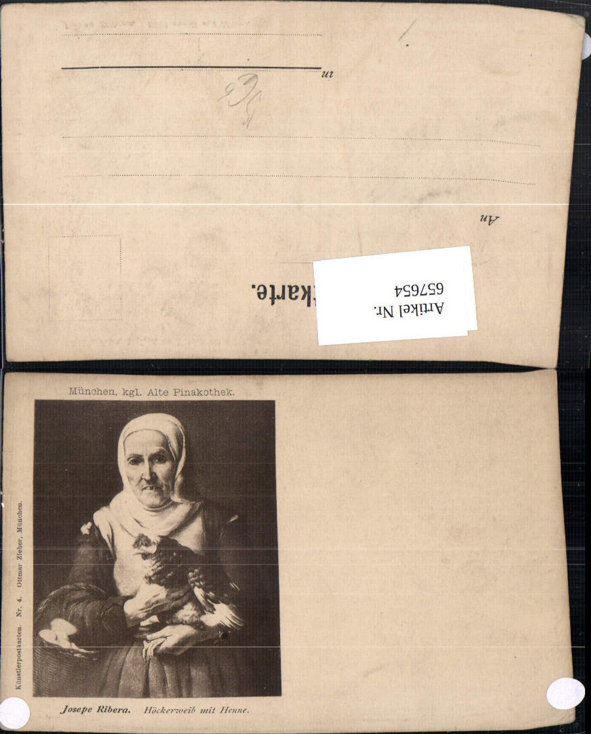 657654,Künstler AK Josepe Ribera Höcherweib mit Henne Huhn pub Ottmar Zieher 4