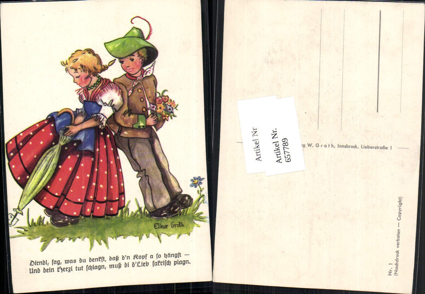 657789,Künstler AK Elinor Groth Nr. 1 Kinder Tracht
